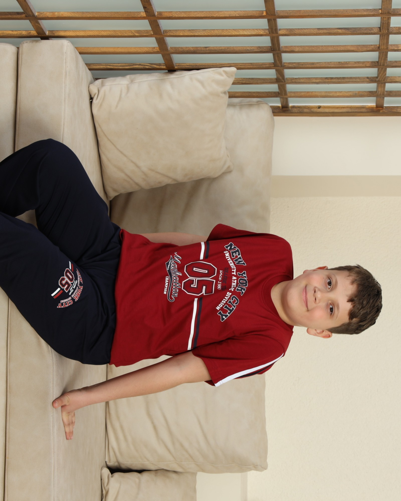 Erkek Çocuk %100 Doğal Pamuk Kısa Kollu Kaprili Pijama Takımı