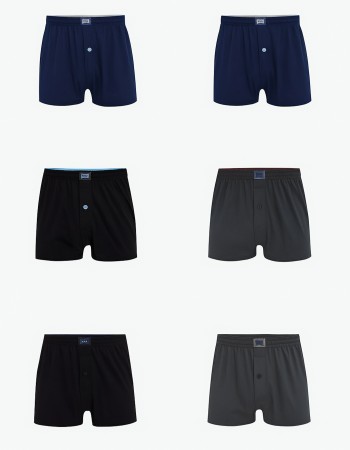 TUTKU 6'lı Erkek Karışık Renk Penye Havlu Bel Boxer