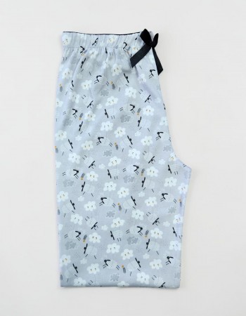 Kadın %100 Doğal Pamuk Desenli Kaliteli Düz Paça Pijama Altı