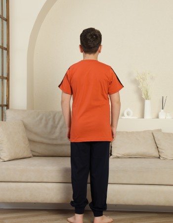 Erkek Çocuk %100 Doğal Pamuk Kısa Kollu Kaprili Pijama Takımı