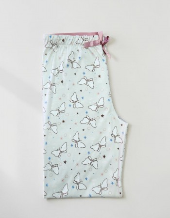 Kadın %100 Doğal Pamuk Desenli Kaliteli Düz Paça Pijama Altı