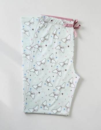 Kadın %100 Doğal Pamuk Desenli Kaliteli Düz Paça Pijama Altı
