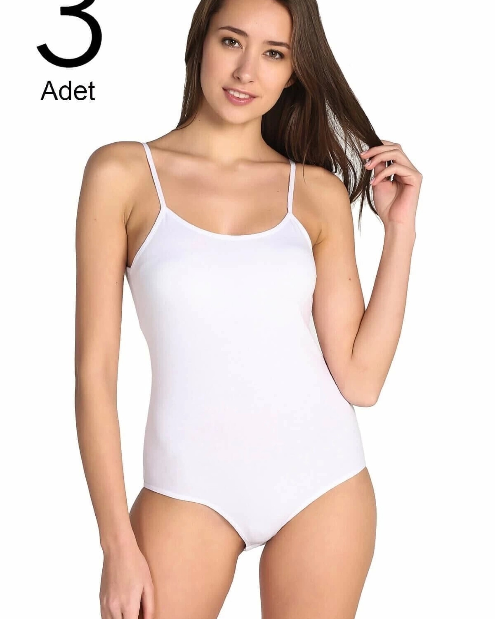 3'lü Kadın İp Askılı Kancalı Çıtçıtlı Body
