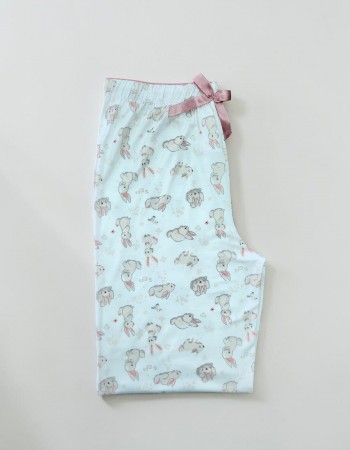 Kadın %100 Doğal Pamuk Desenli Kaliteli Düz Paça Pijama Altı