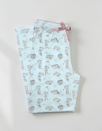 Kadın %100 Doğal Pamuk Desenli Kaliteli Düz Paça Pijama Altı