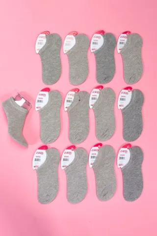 12'li Kadın Pamuklu Nefes Alan Sneaker Çorap — SIYAH12