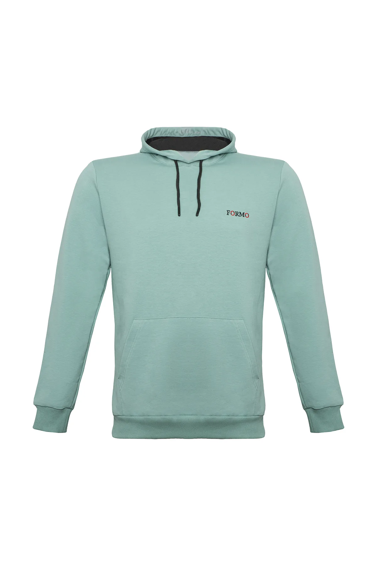 Erkek Sıfır Yaka Nakışlı Kapüşonlu Sweat