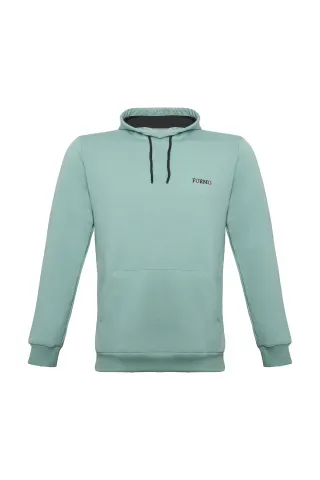 Erkek Sıfır Yaka Nakışlı Kapüşonlu Sweat — CAGLA
