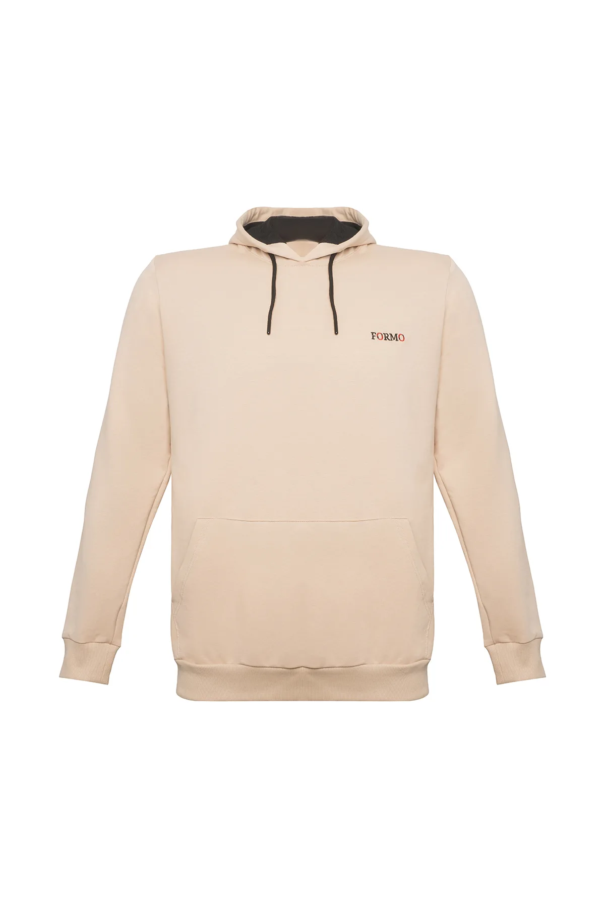 Erkek Sıfır Yaka Nakışlı Kapüşonlu Sweat