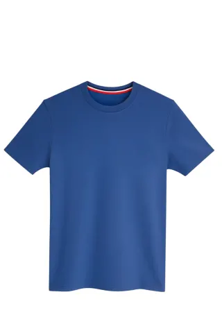 Erkek Doğal Pamuk Yüksek Kalite Kısa Kollu Spor Süprem T-shirt — MAVI