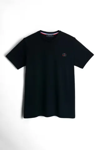 Erkek Doğal Pamuk Yüksek Kalite Kısa Kollu Spor T-shirt — SIYAH