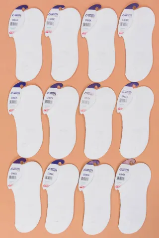 12'li Erkek Pamuklu Sneakers Çorap — BEYAZ12