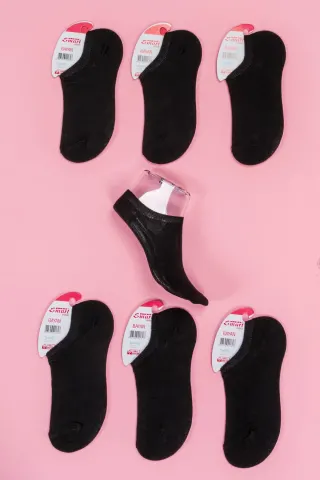 6'lı Kadın Pamuklu Nefes Alan Sneaker Çorap — SIYAH6